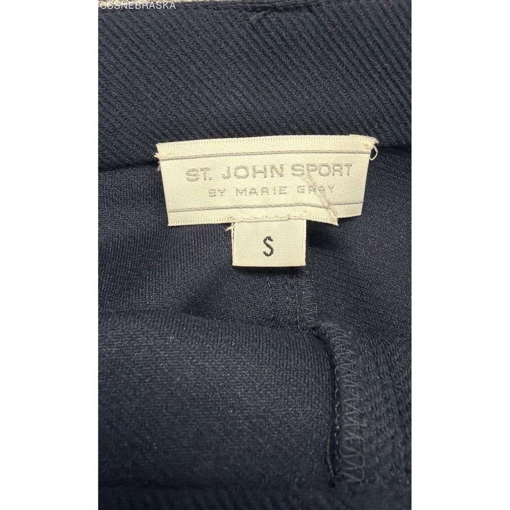 Vintage Y2K St. John Women's Navy Blue Cotton Side Zip Wide Leg Pants Sz 6 NWT - Picture 9 of 9